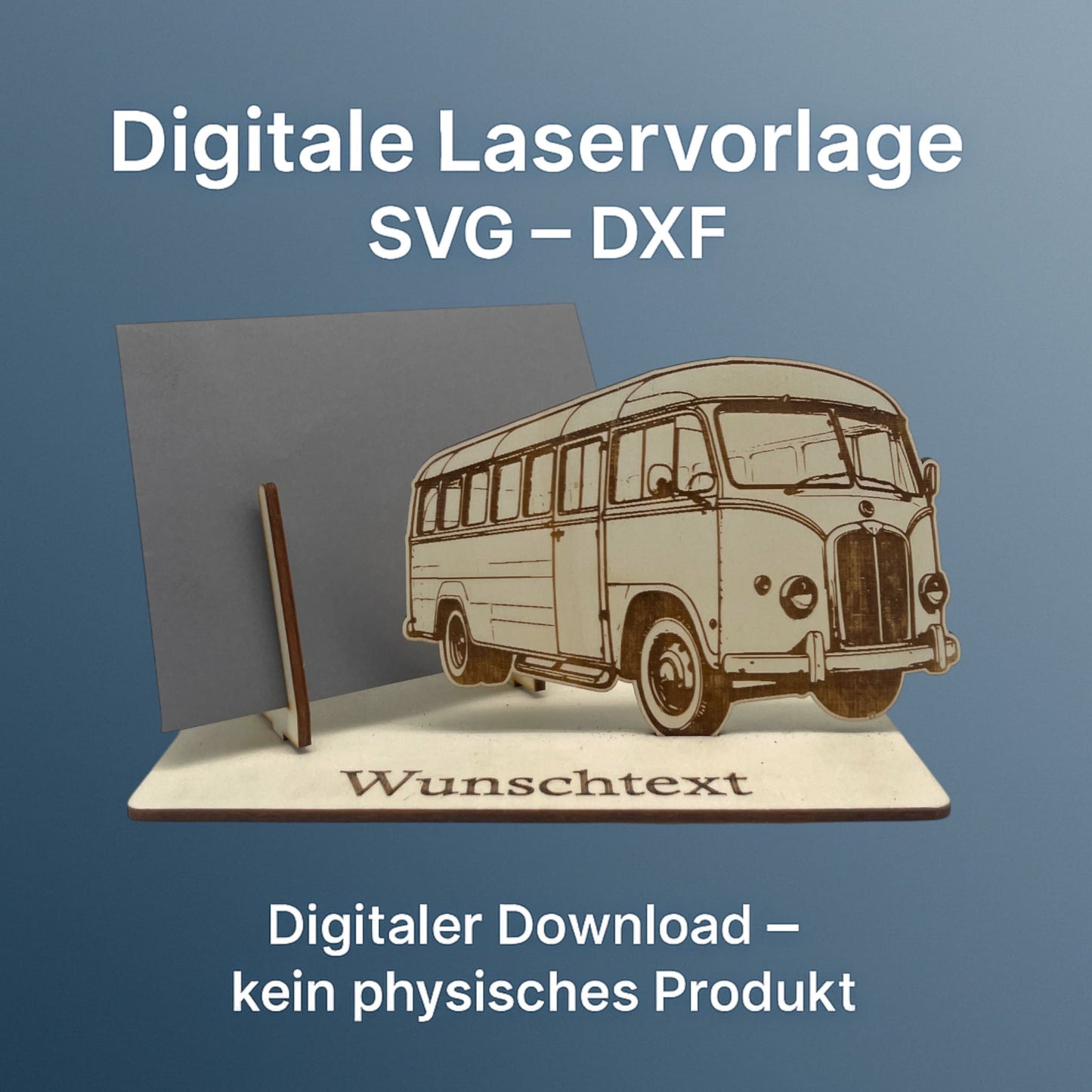 SVG DXF Laserdateien – Alter Bus – Vorlage für Laserschneider – Gutscheinverpackung
