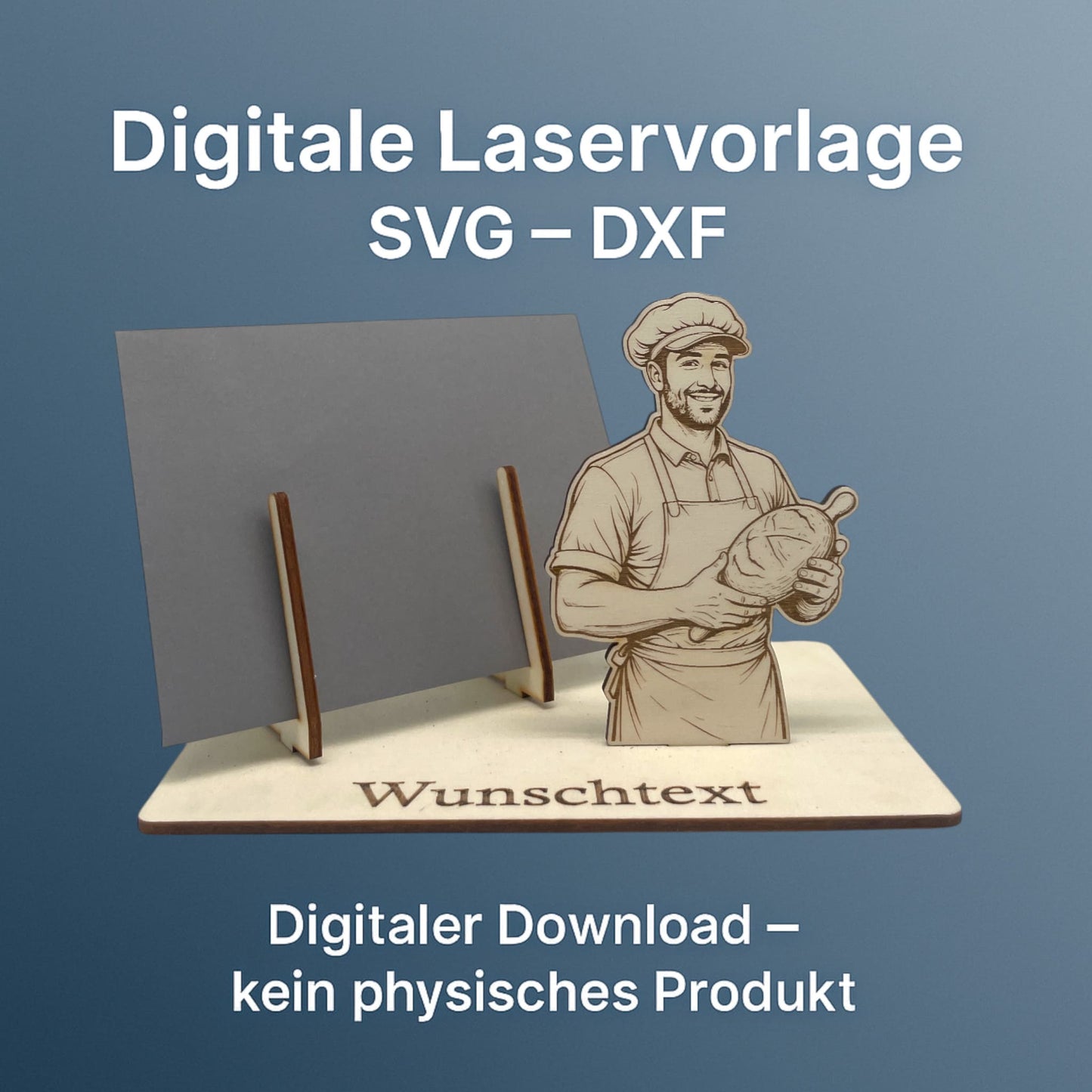 SVG DXF Laserdateien – Bäcker halb – Vorlage für Laserschneider – Gutscheinverpackung