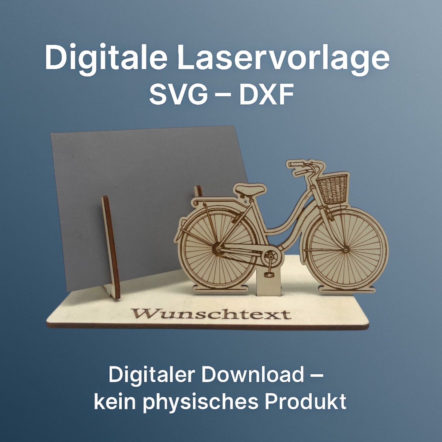 SVG DXF Laserdateien – Fahrrad mit Korb – Vorlage für Laserschneider – Gutscheinverpackung