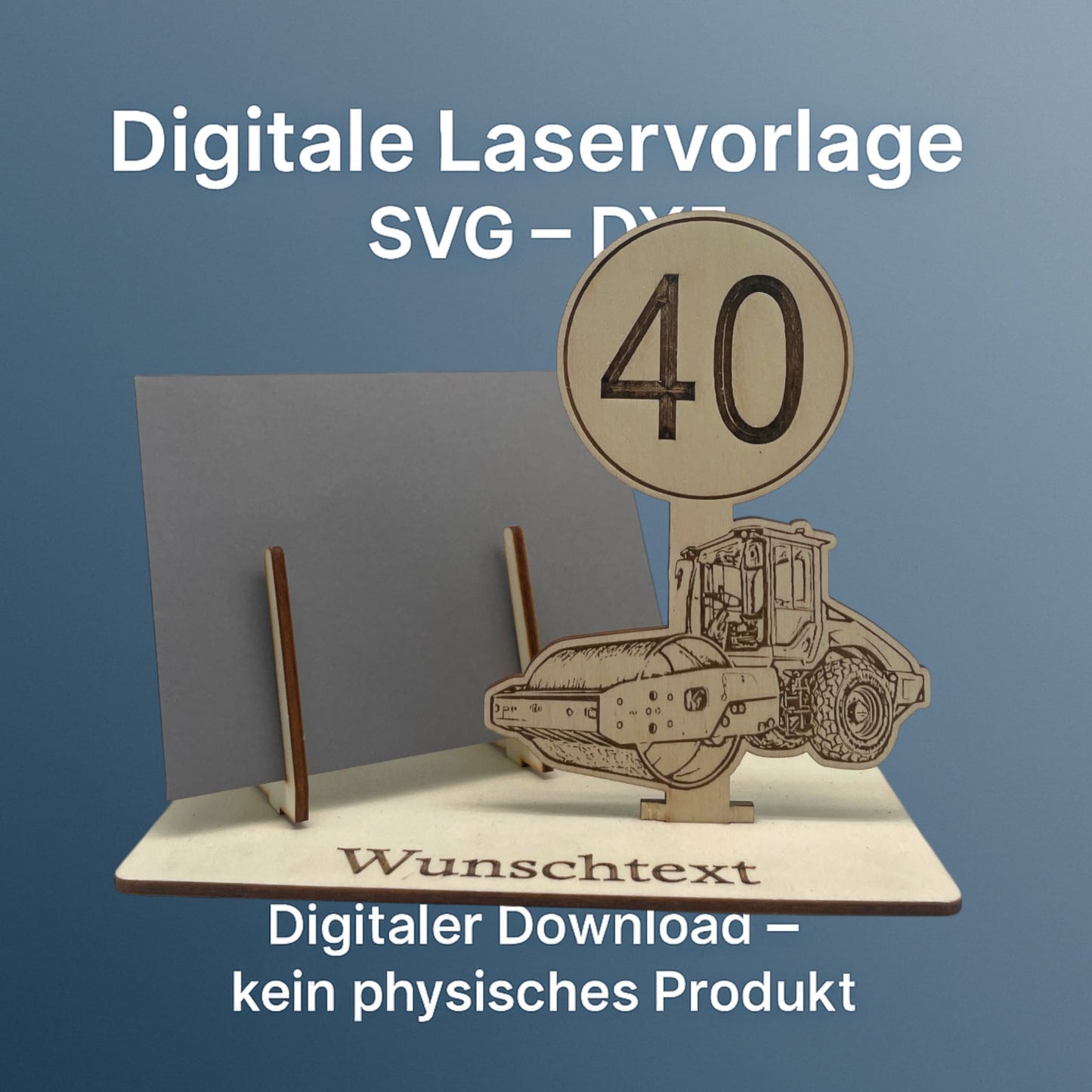 SVG DXF Laserdateien – Walze mit Schild – Vorlage für Laserschneider – Gutscheinverpackung