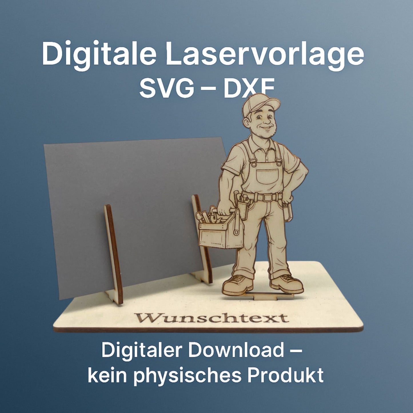 SVG DXF Laserdateien – Handwerker 1 – Vorlage für Laserschneider – Gutscheinverpackung