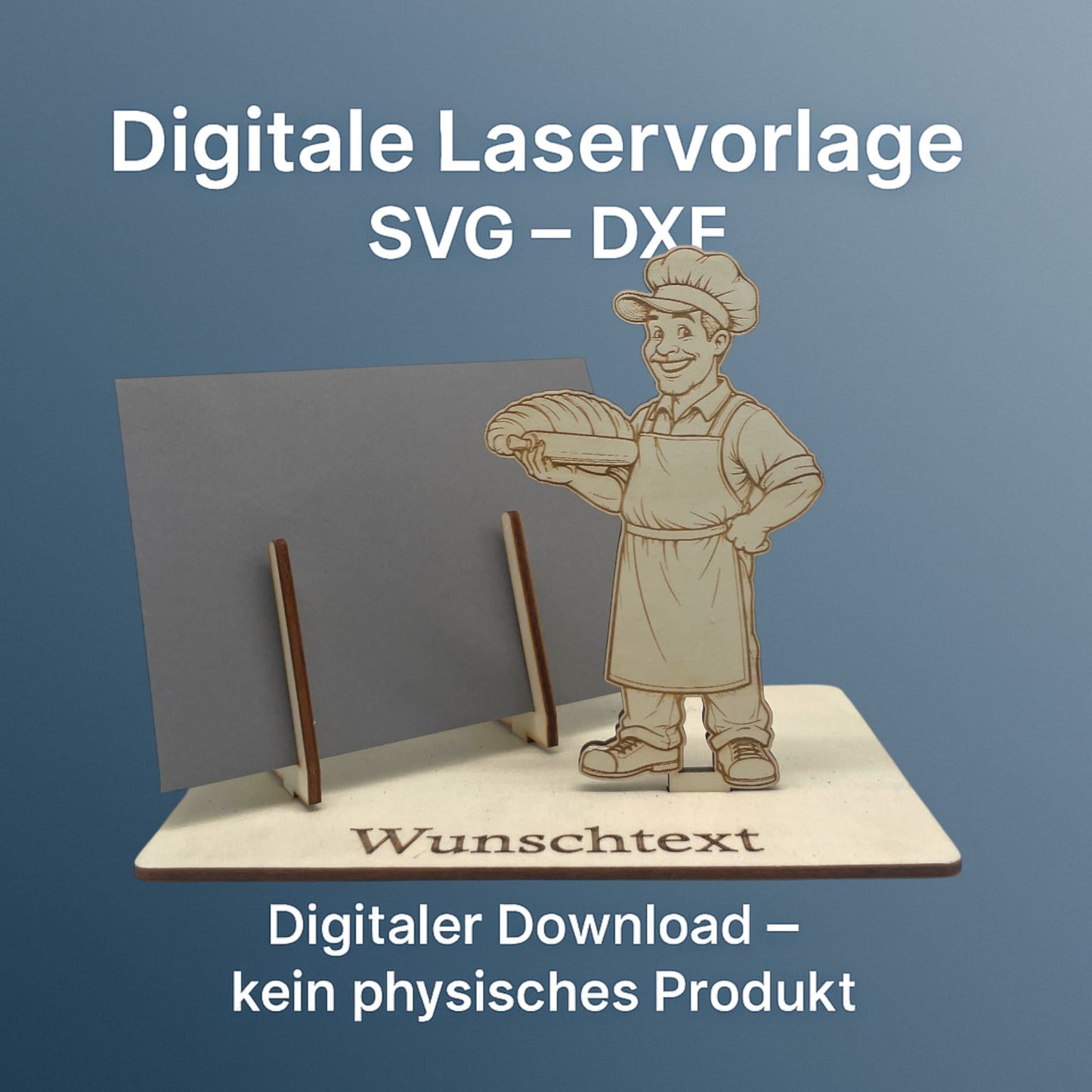 SVG DXF Laserdateien – Bäcker mit Brot1 – Vorlage für Laserschneider – Gutscheinverpackung