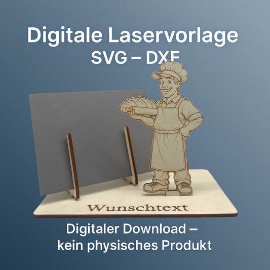 SVG DXF Laserdateien – Bäcker mit Brot1 – Vorlage für Laserschneider – Gutscheinverpackung