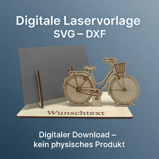 SVG DXF Laserdateien – Fahrrad mit Korb – Vorlage für Laserschneider – Gutscheinverpackung