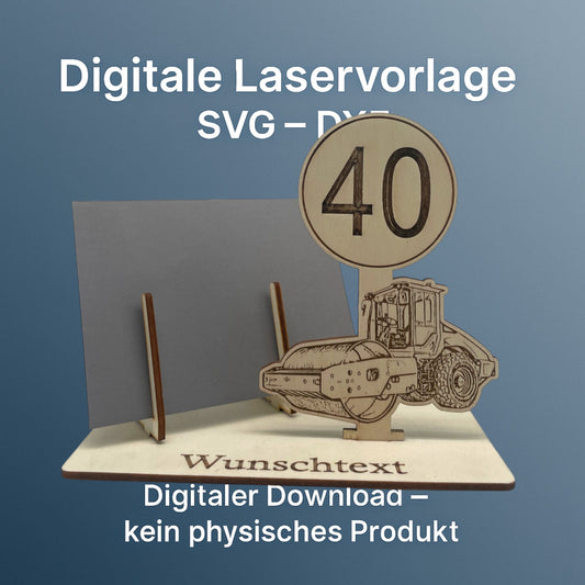 SVG DXF Laserdateien – Walze mit Schild – Vorlage für Laserschneider – Gutscheinverpackung