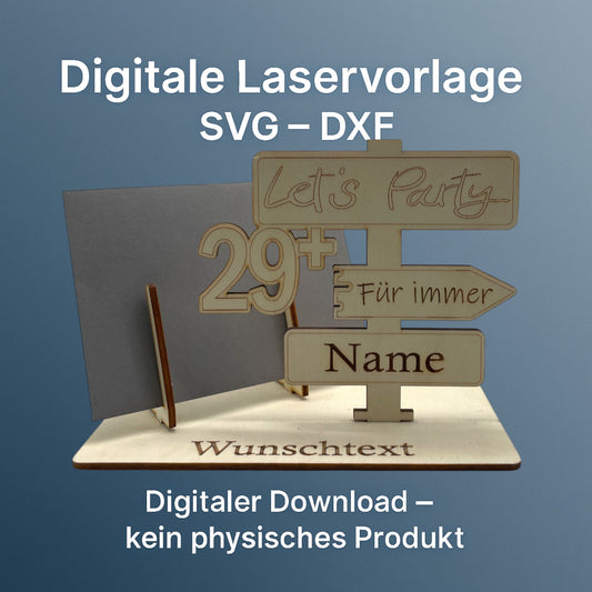 SVG DXF Laserdateien – Wegweiser für immer 29+ – Vorlage für Laserschneider – Gutscheinverpackung