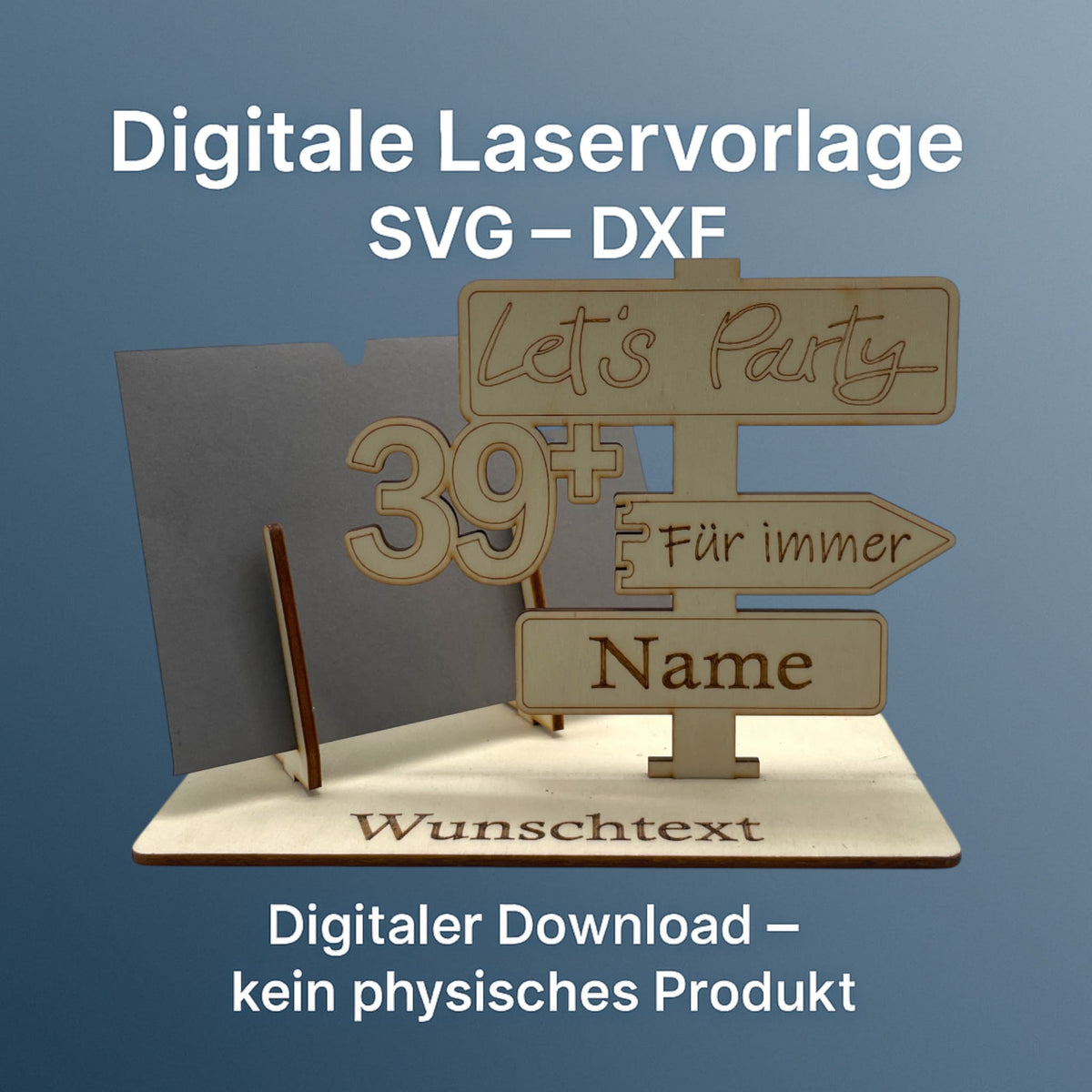 SVG DXF Laserdateien – Wegweiser für immer 39+ – Vorlage für Laserschneider – Gutscheinverpackung