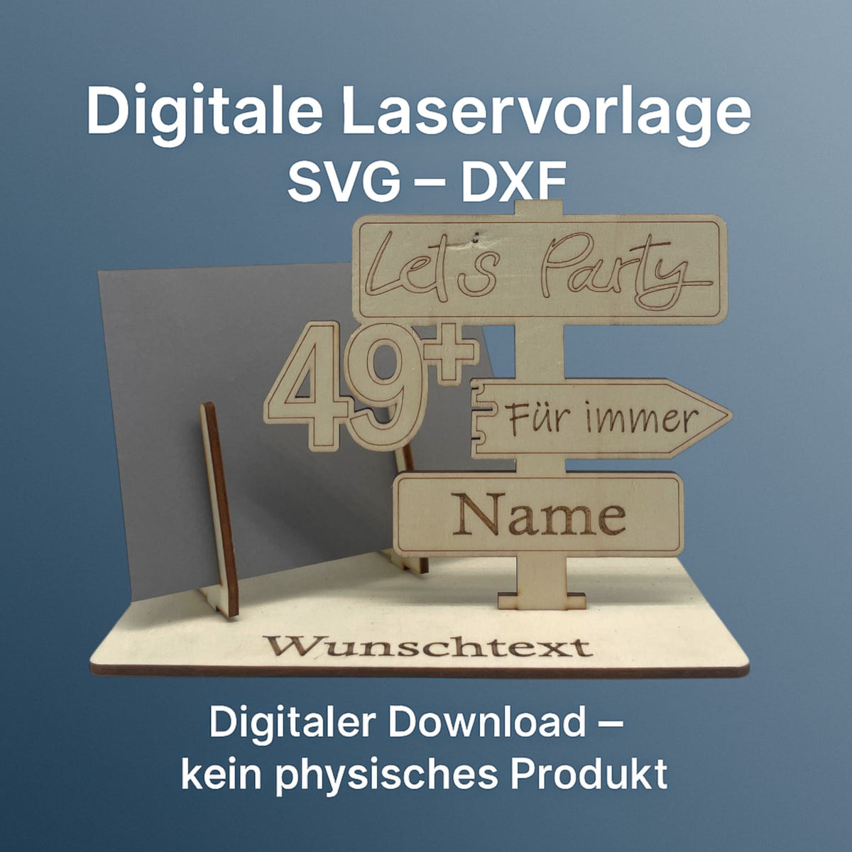SVG DXF Laserdateien – Wegweiser für immer 49+ – Vorlage für Laserschneider – Gutscheinverpackung