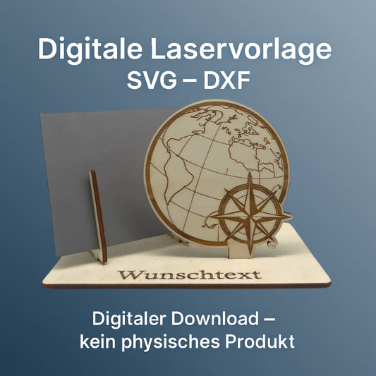 SVG DXF Laserdateien – Globus – Vorlage für Laserschneider – Gutscheinverpackung