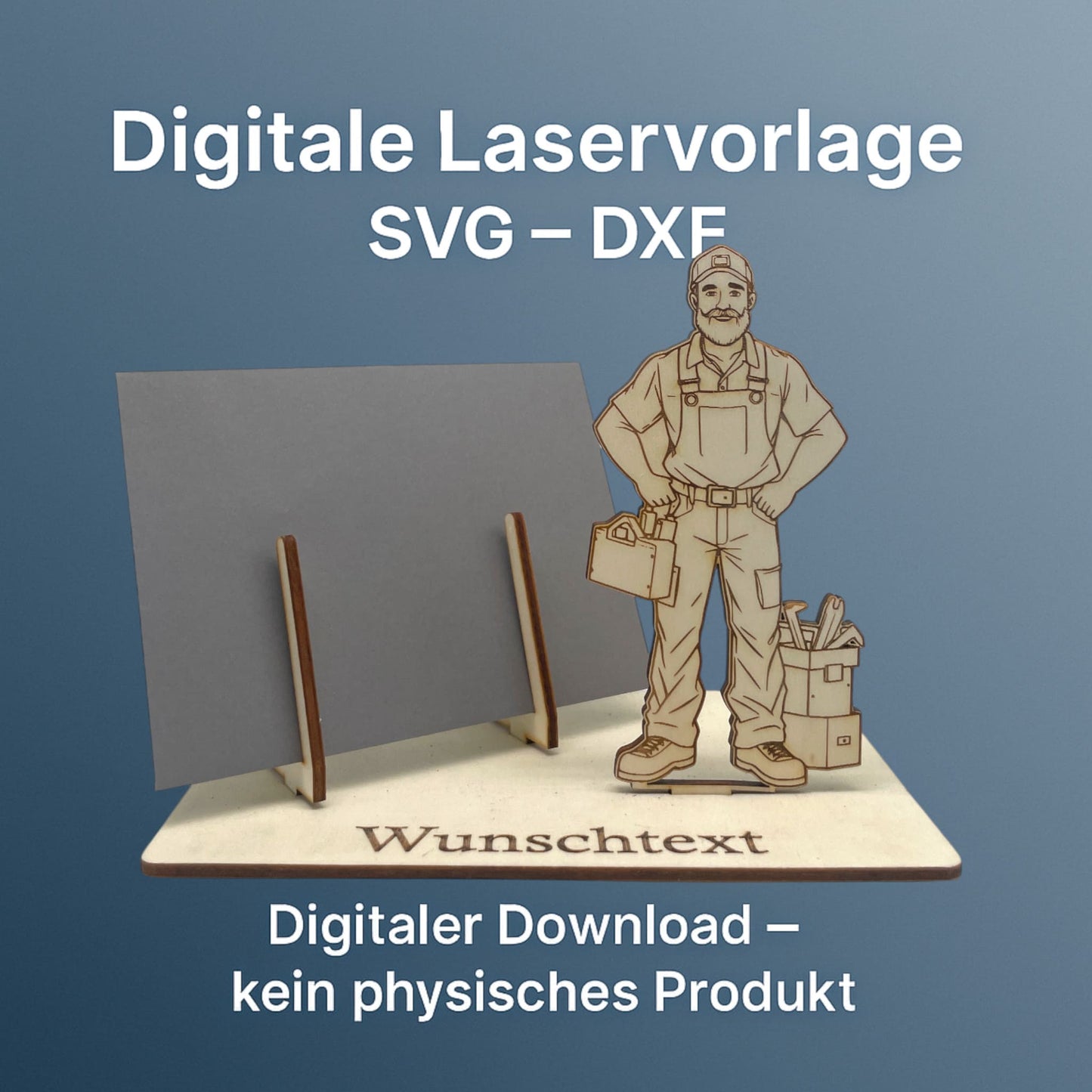 SVG DXF Laserdateien – Handwerker 3 – Vorlage für Laserschneider – Gutscheinverpackung