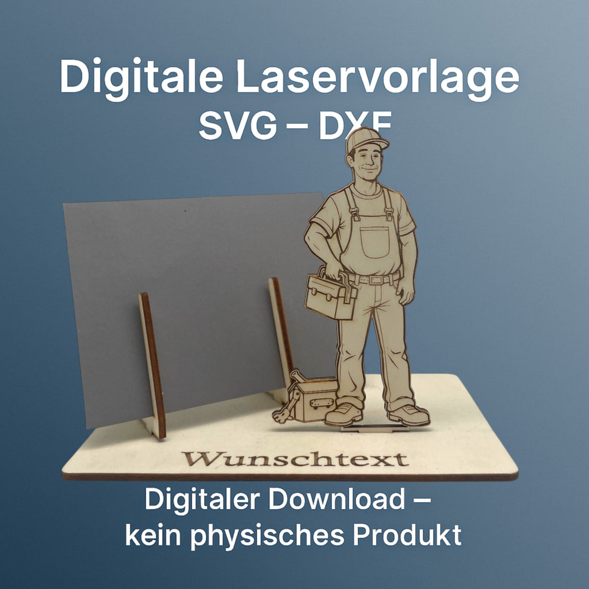 SVG DXF Laserdateien – Handwerker 2 – Vorlage für Laserschneider – Gutscheinverpackung