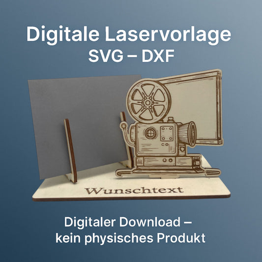-SVG DXF Laserdaten – MOTIV/ Leinwand mit Projektor – Vorlage für Laserschneider - Gutscheinverpackung